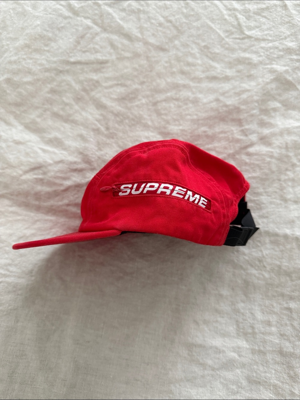 Supreme Red 5-Panel Cap with White Logo- Adult